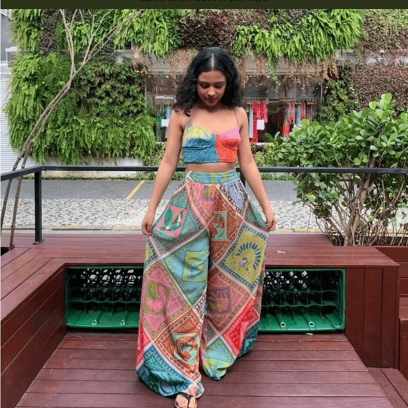 NWOT - Colorful Wide-Leg Pants - Picture 1 of 9